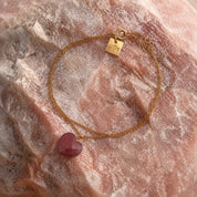 Heart Stone Bracelet - Cherry Quartz