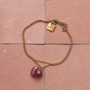 Heart Stone Bracelet - Cherry Quartz