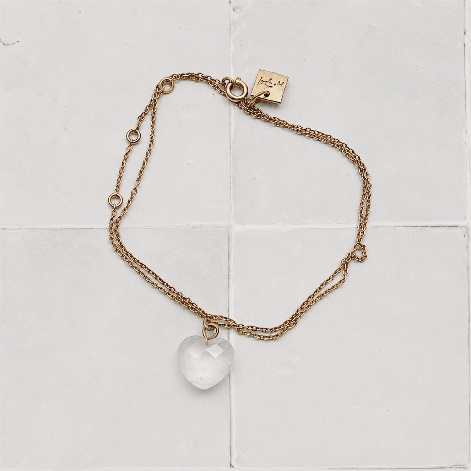 Heart Stone Bracelet - Crystal Quartz