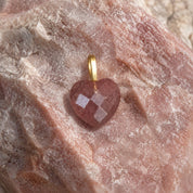 Heart Stone Charm - Cherry Quartz