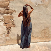 Lila Long Dress - Women - CV Cotton Voile 100 - S055 Aegean Blue