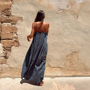 Lila Long Dress - Women - CV Cotton Voile 100 - S055 Aegean Blue