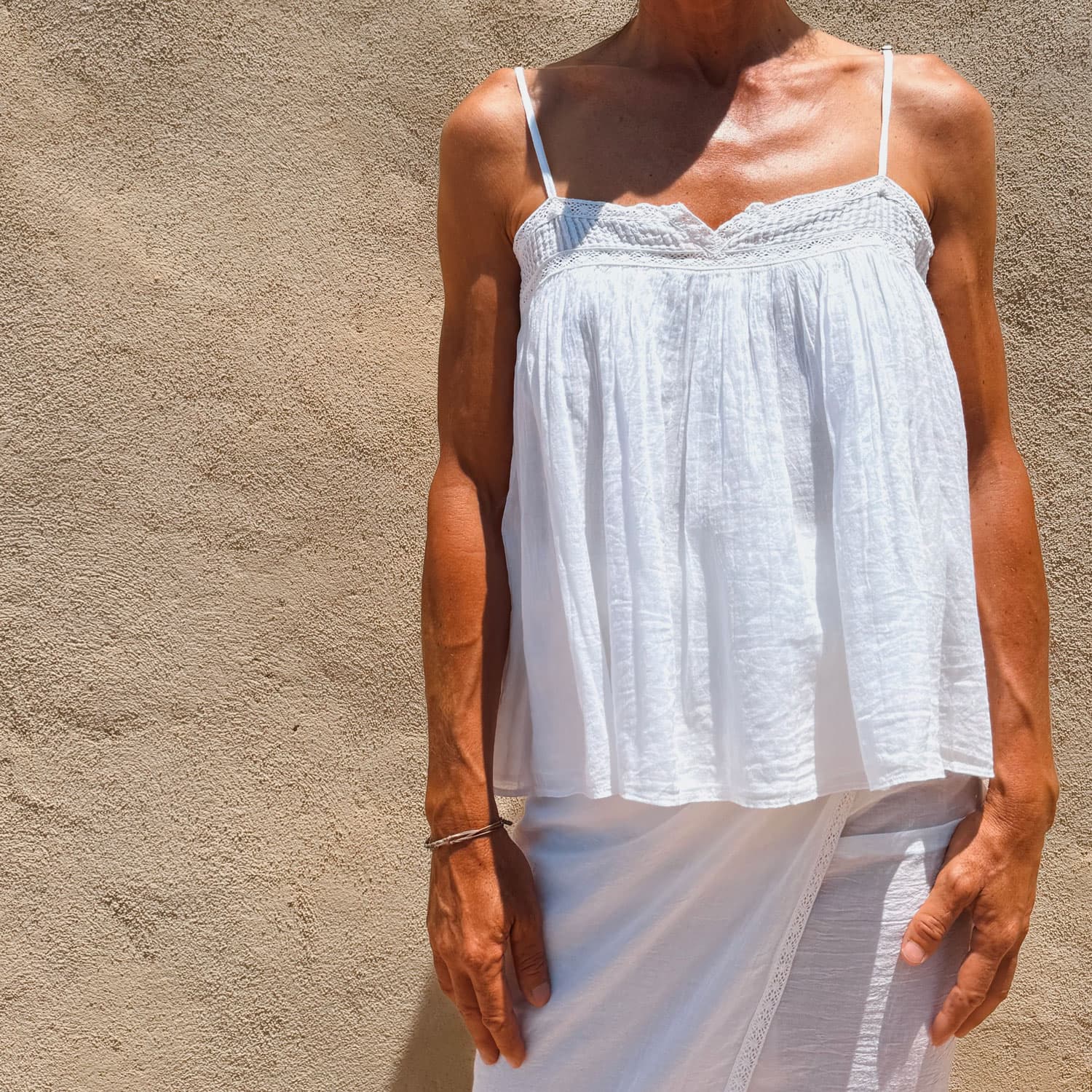 Lila Tank Top - Women - CV Cotton Voile 100 - S001 White