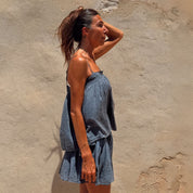 Lila Tank Top - Women - CV Cotton Voile 100 - S055 Aegean Blue