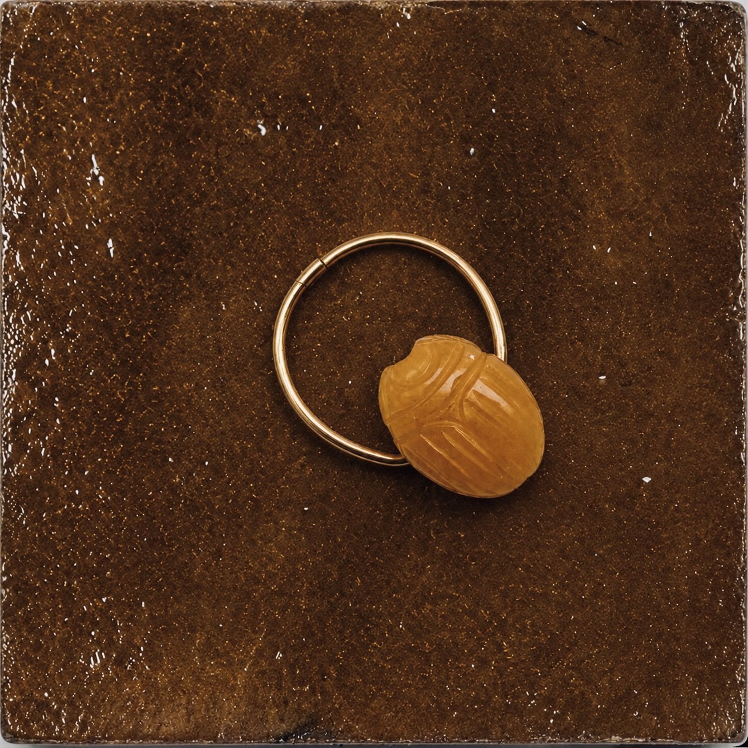 Scarab Stone Ring - Golden Jade