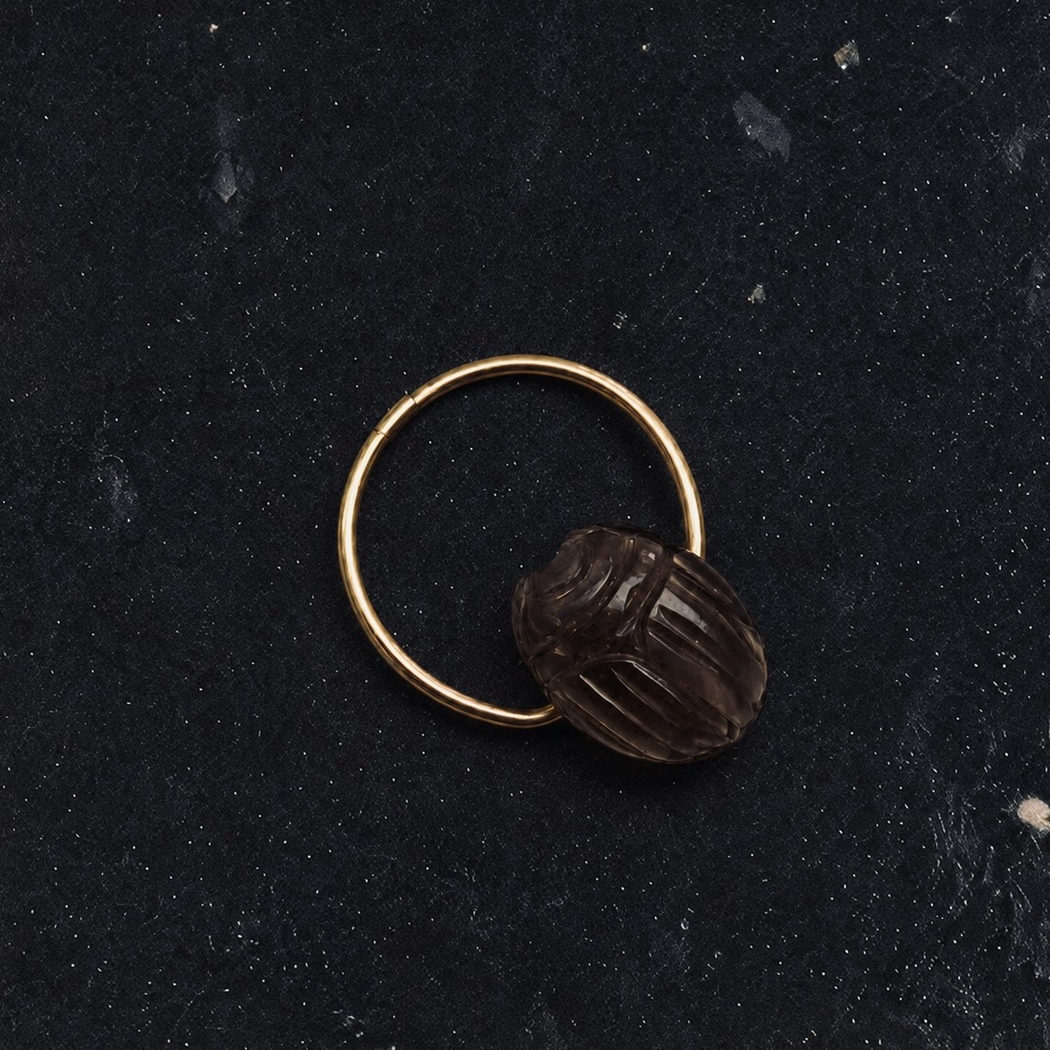 Scarab Stone Ring - Smocky Quartz