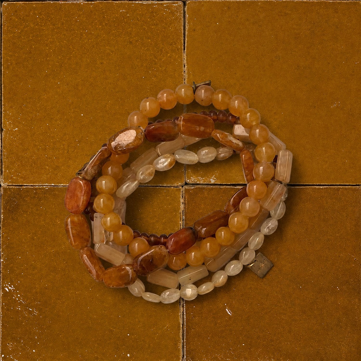 Stone Bracelets Set of 5 - Amber