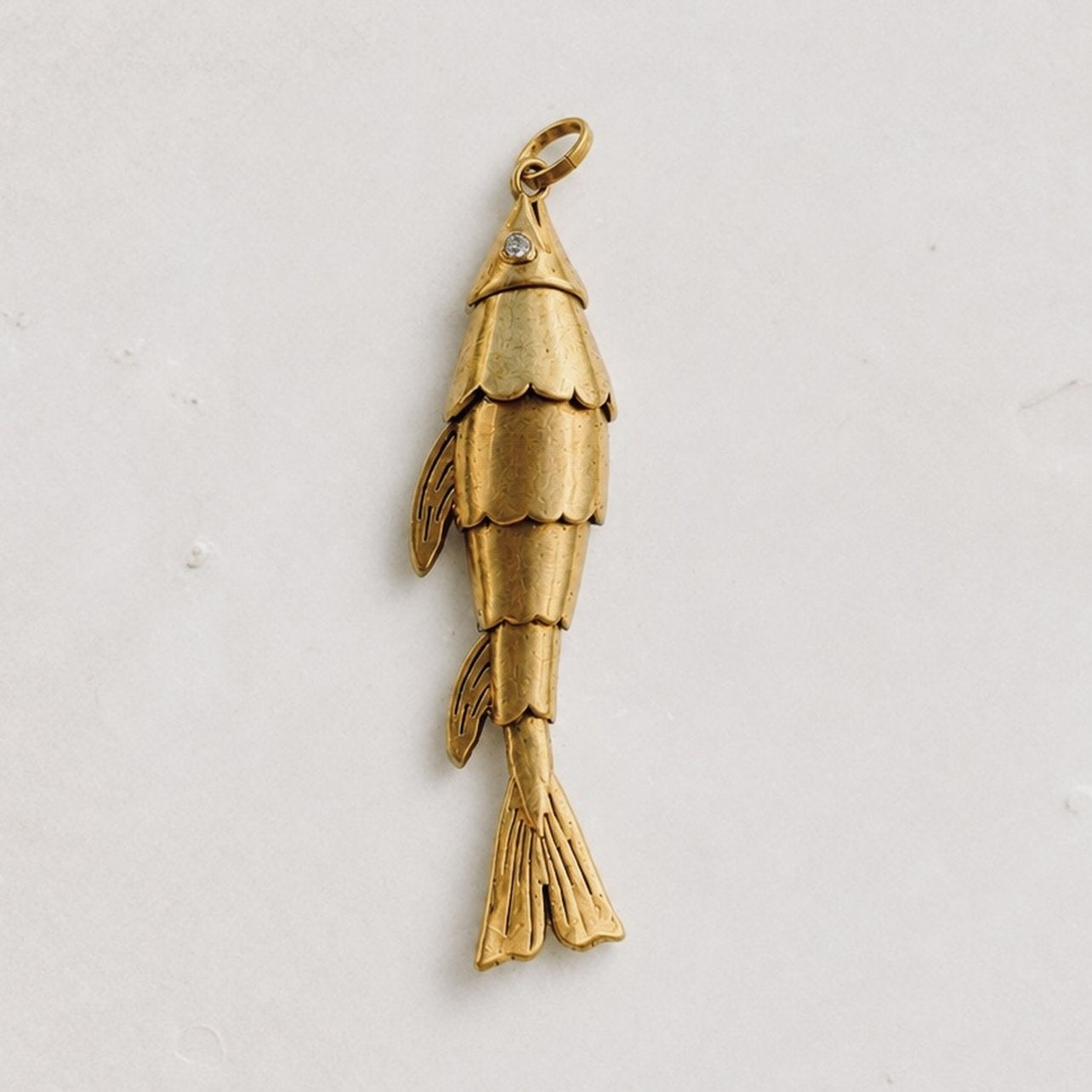 Wave Fish Pendant - Brass
