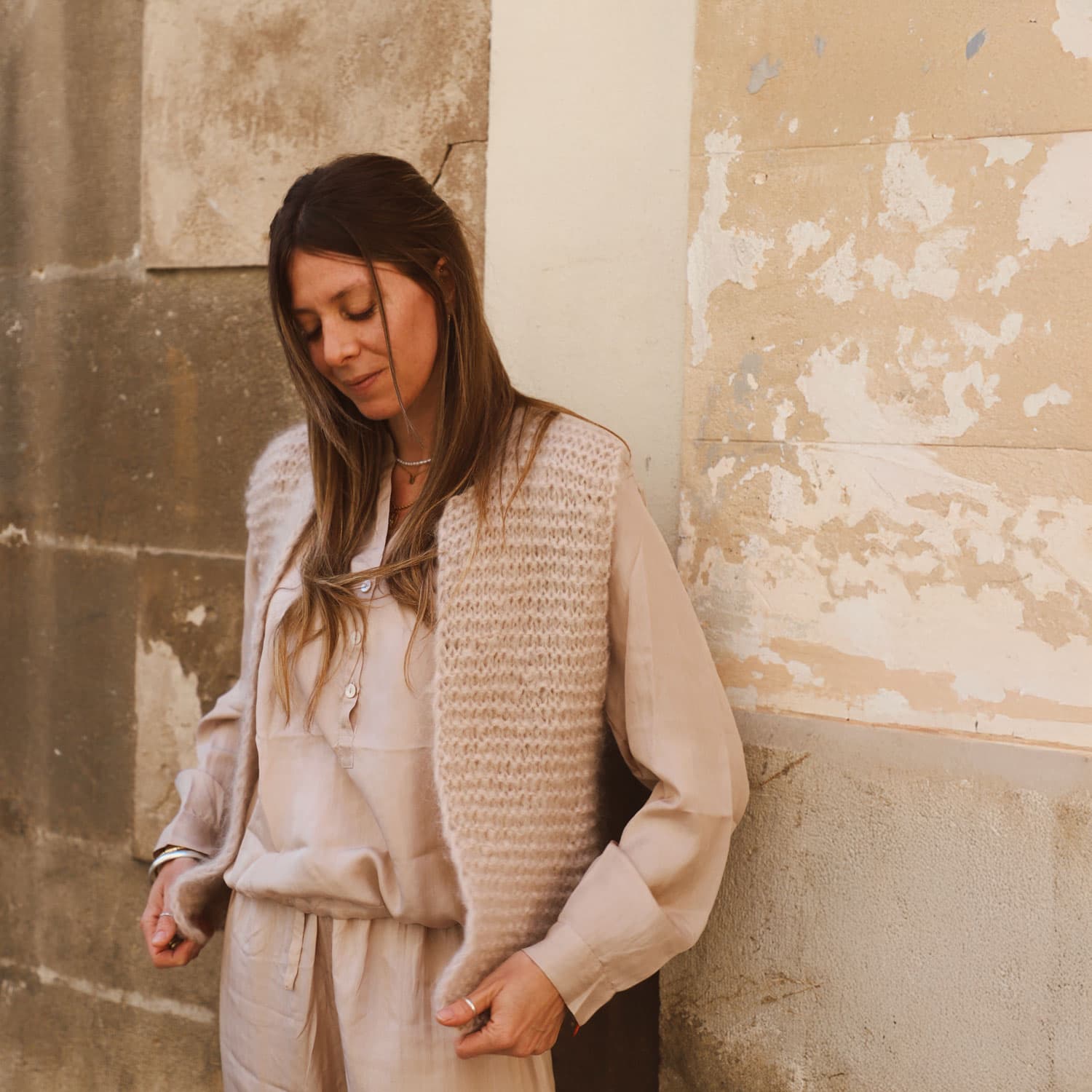 Andrea Gilet - Women - MO Mohair - S018 Powder