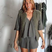 Andrea Gilet - Women - MO Mohair - S005 Khaki - n°74 E - Shop - 7400000137024