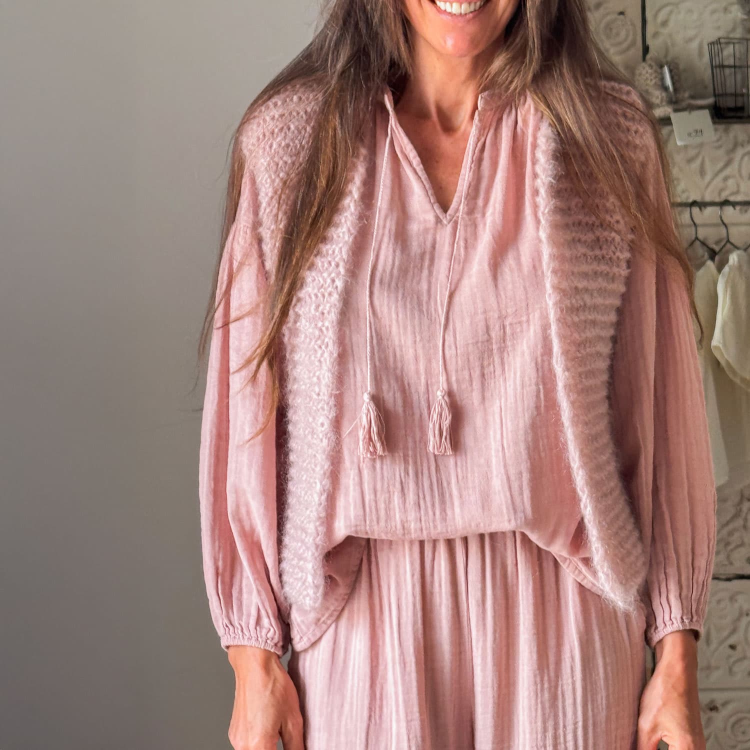 Andrea Gilet - Women - MO Mohair - S007 Dusty Pink - n°74 E - Shop - 7400000137021