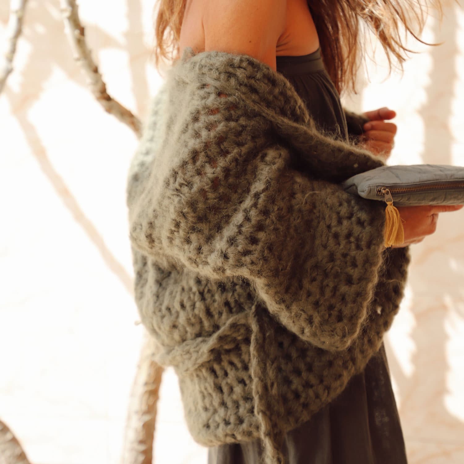 Atelier Crochet Kimono - Women - MO Mohair - S005 Khaki - n°74 E - Shop - 7400000136282