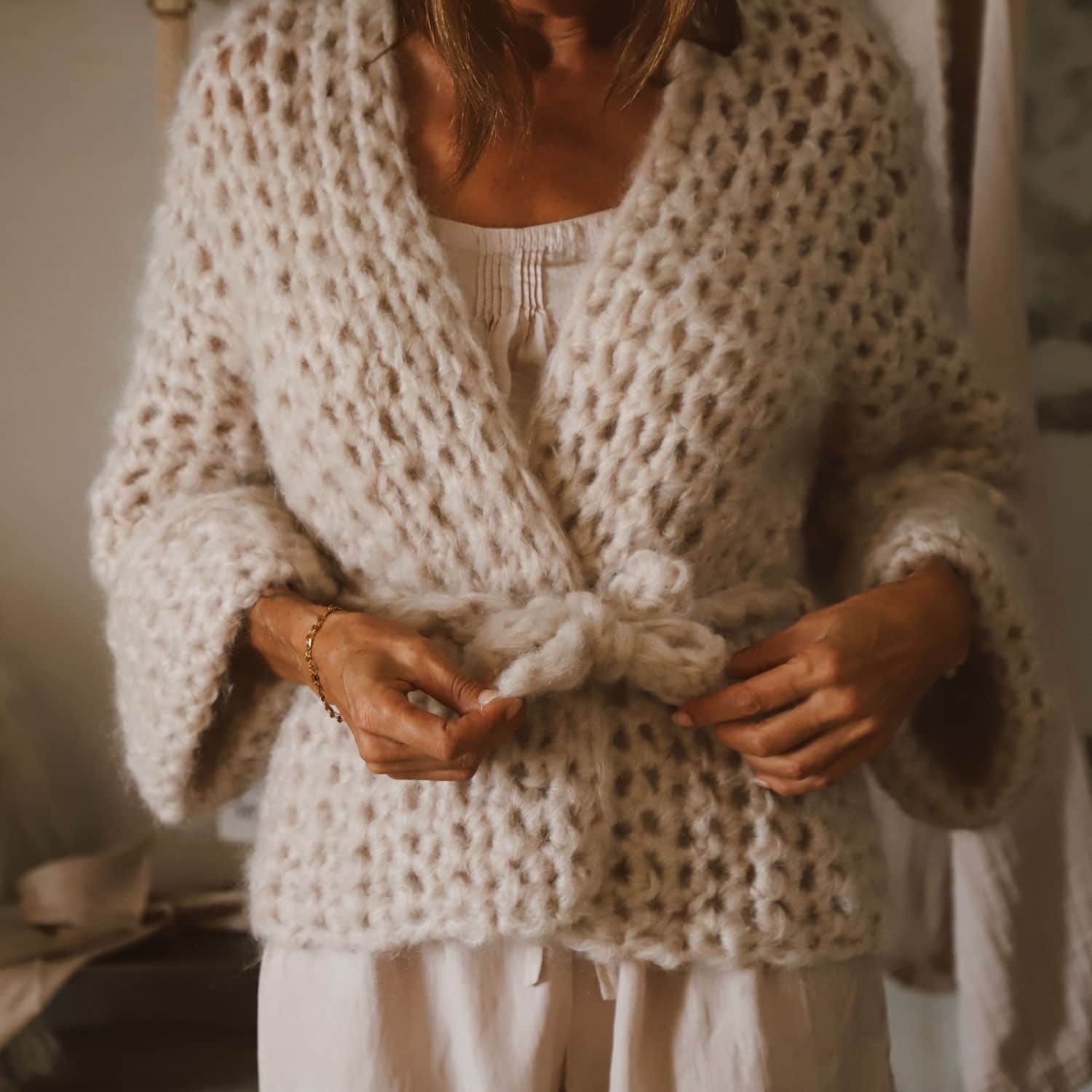 Atelier Crochet Kimono - Women - MO Mohair - S018 Powder - n°74 E - Shop - 7400000133810