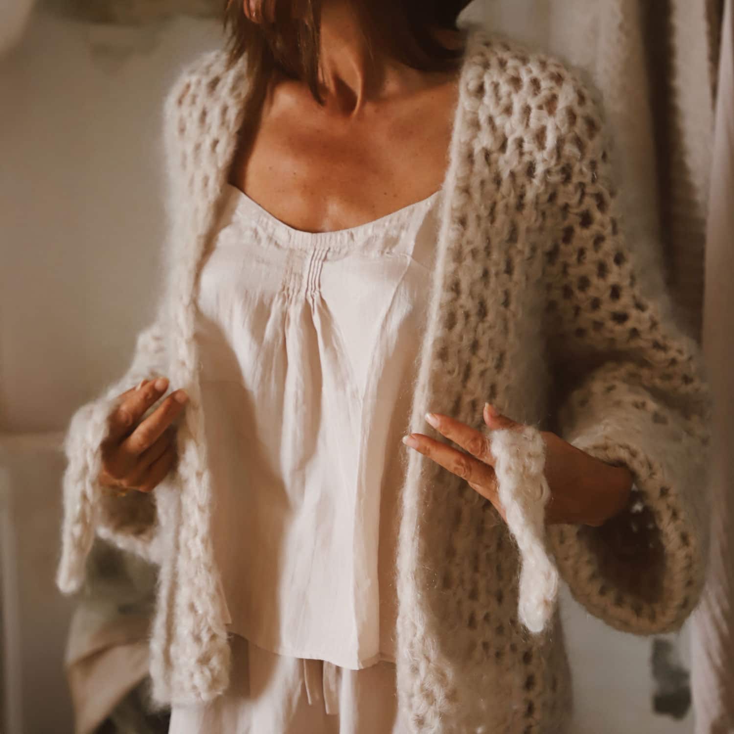 Atelier Crochet Kimono - Women - MO Mohair - S018 Powder - n°74 E - Shop - 7400000133810