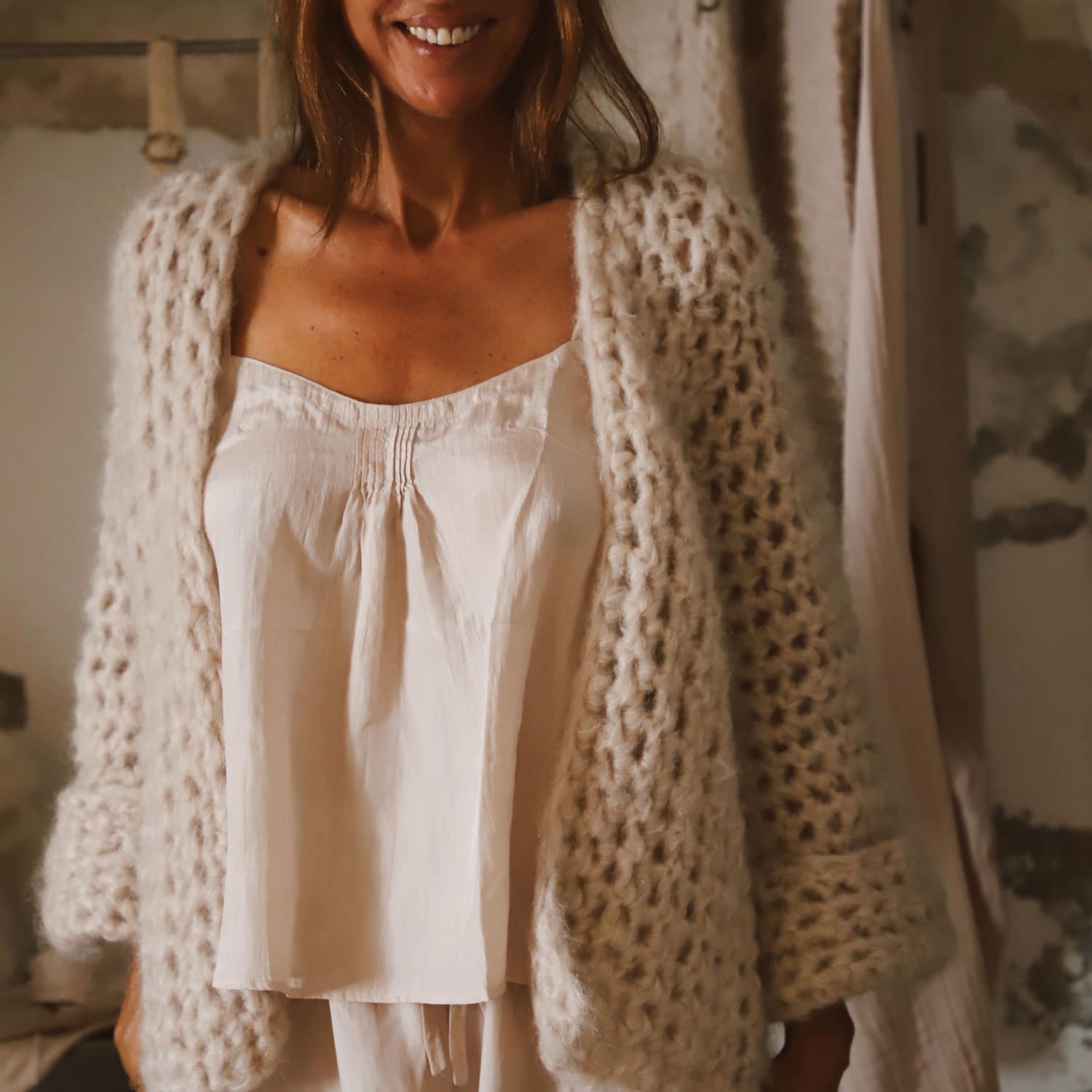 Atelier Crochet Kimono - Women - MO Mohair - S018 Powder