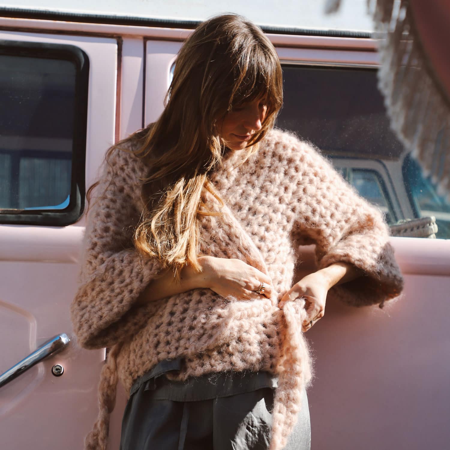 Atelier Crochet Kimono - Women - MO Mohair - S054 Nude Brown