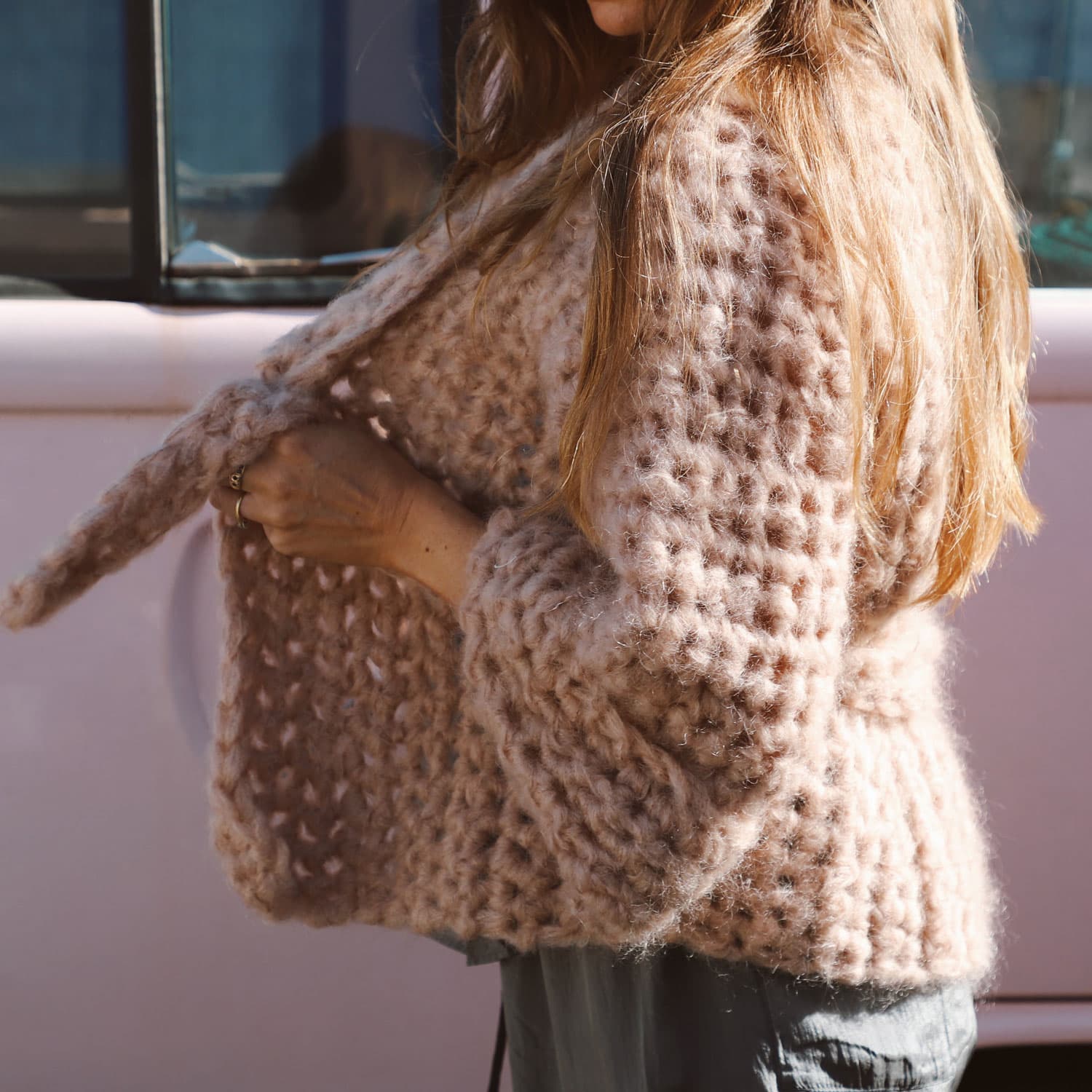 Atelier Crochet Kimono - Women - MO Mohair - S054 Nude Brown