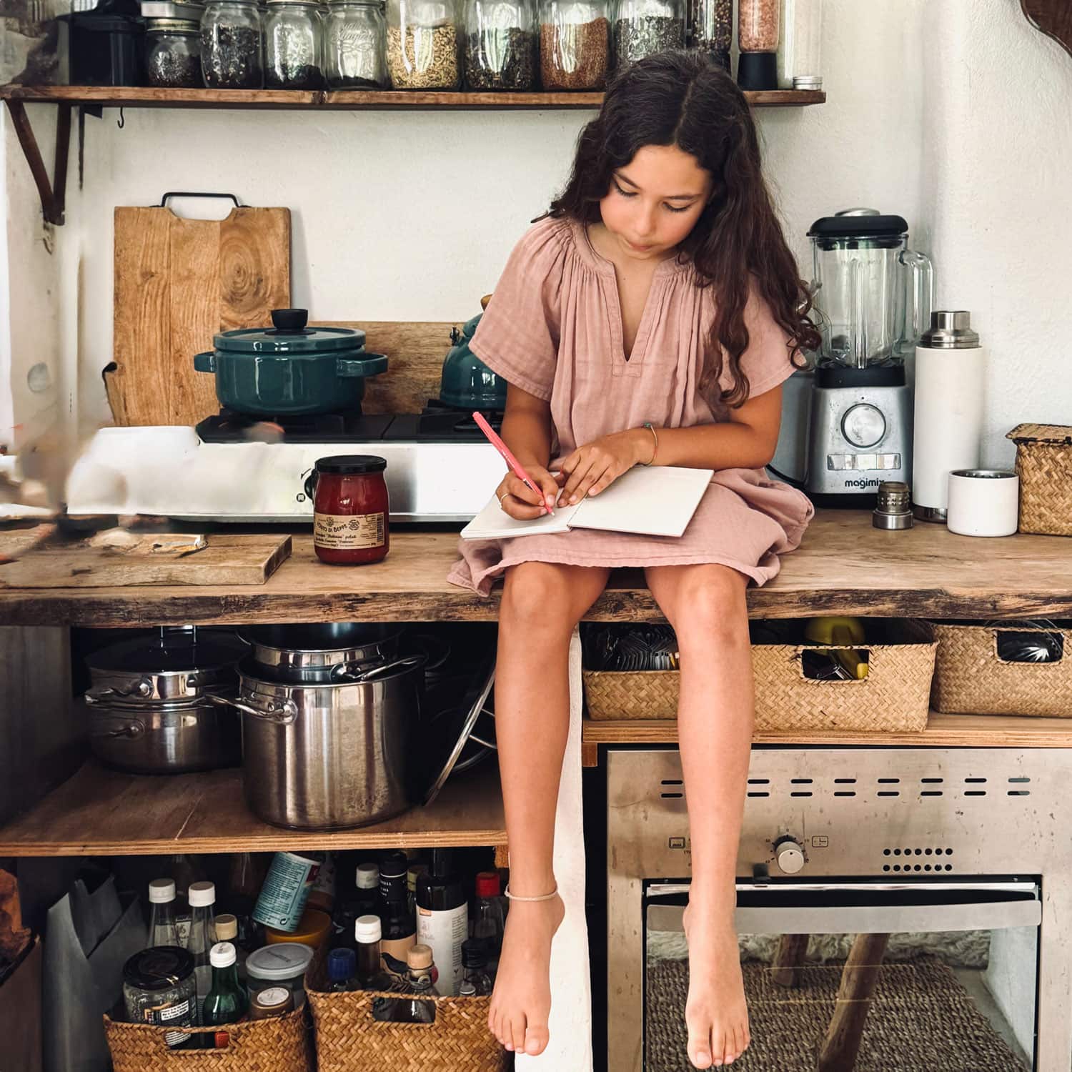 Carla Short Dress - Kids - DS Double Saloo - S007 Dusty Pink - n°74 E - Shop - 7400000137031