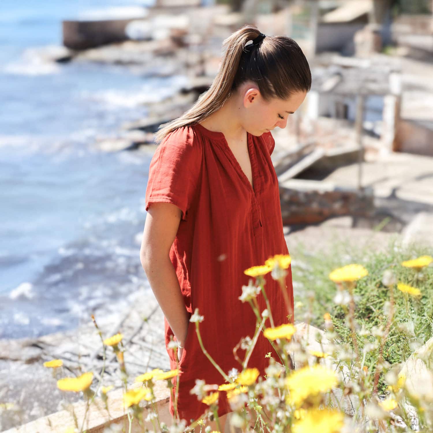 terracotta short dress Flor Mini Dress