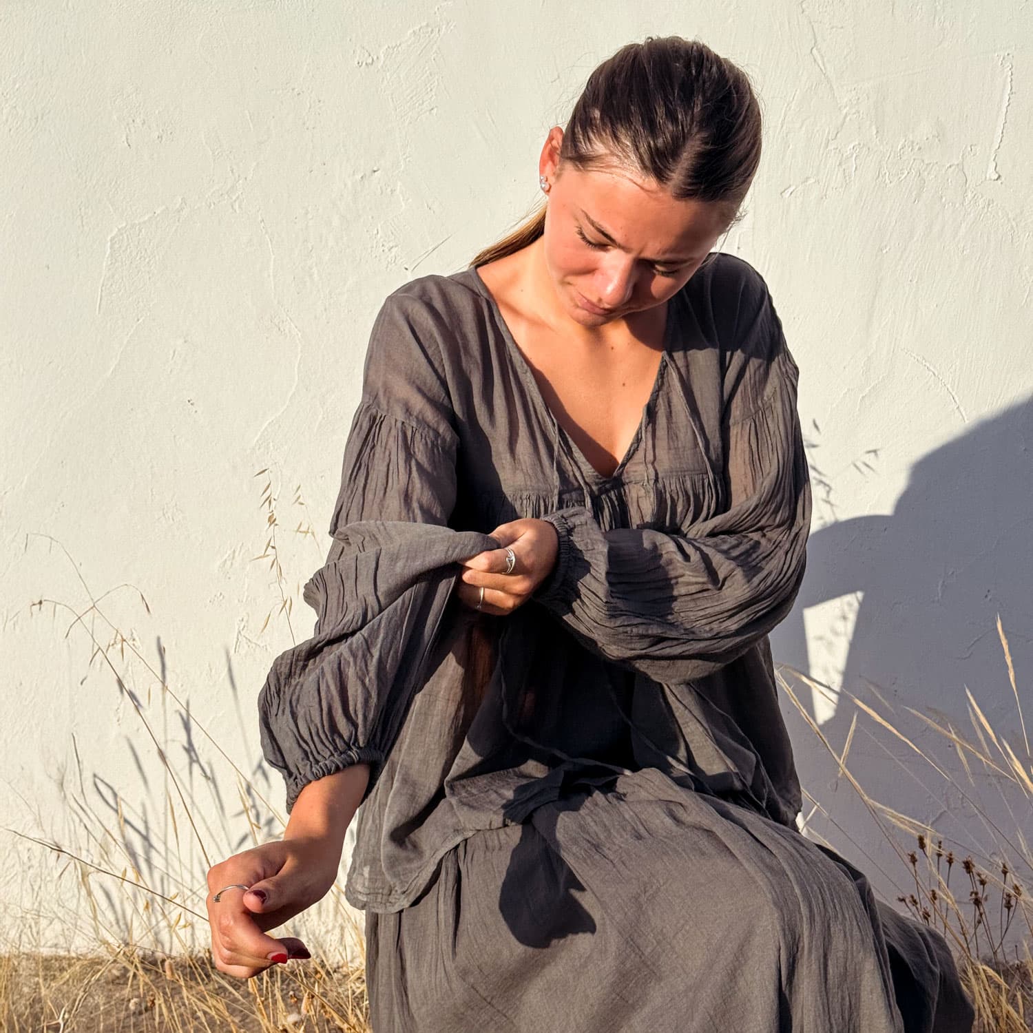 Cassandra Shirt - Women - CV Cotton Voile - S045 Stone Grey - n°74 E - Shop - 7400000137433