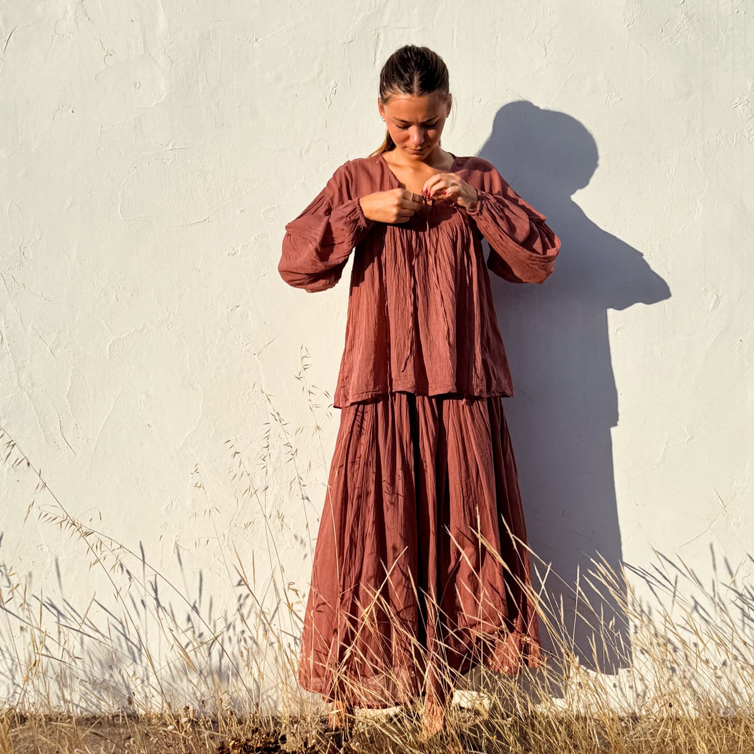 Cassandra Skirt - Women - CV Cotton Voile - S042 Baobab Rose - n°74 E - Shop - 7400000137425