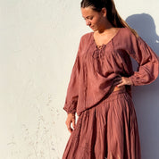 Cassandra Skirt - Women - CV Cotton Voile - S042 Baobab Rose - n°74 E - Shop - 7400000137425