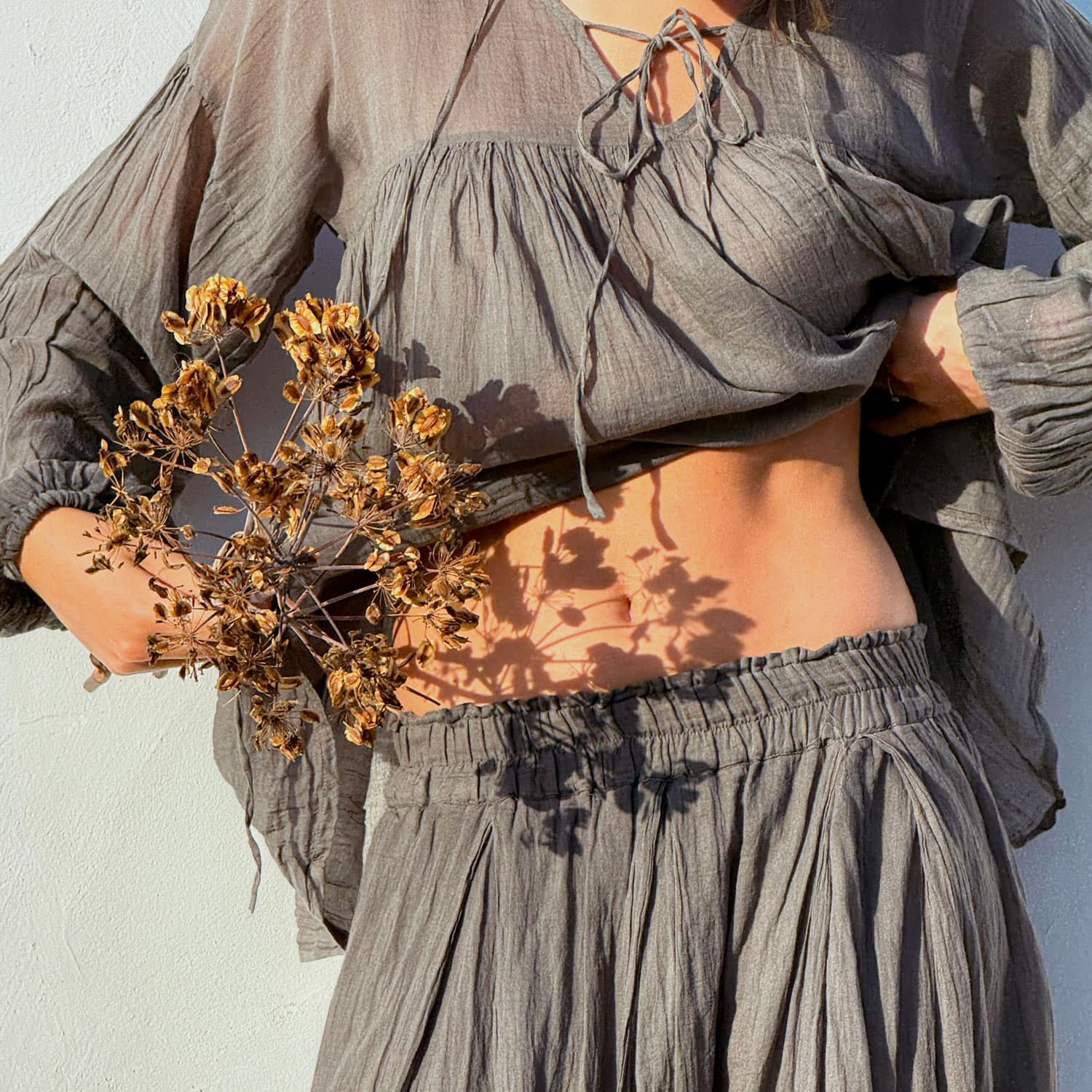 Cassandra Skirt - Women - CV Cotton Voile - S045 Stone Grey - n°74 E - Shop - 7400000137427