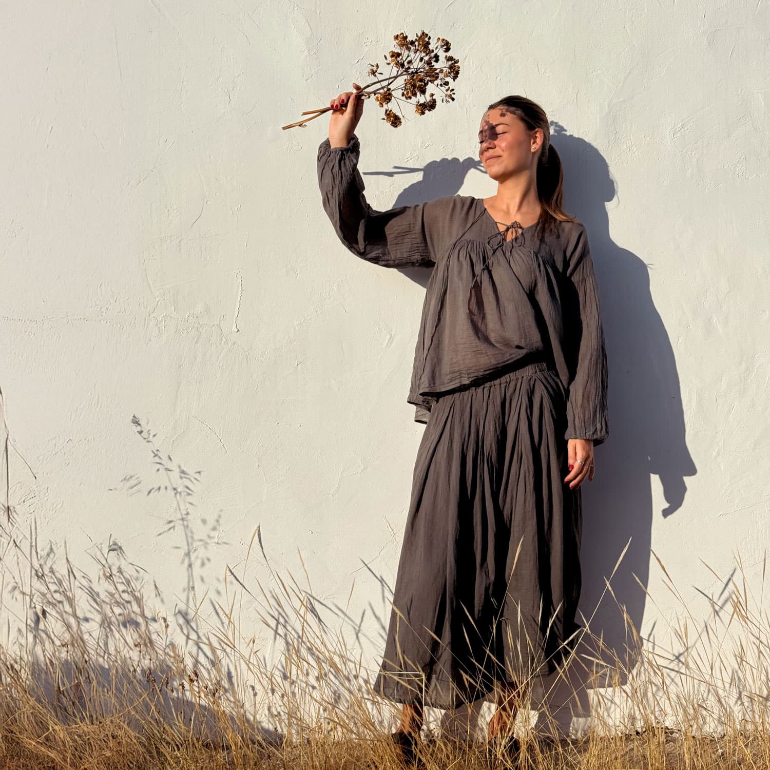 Cassandra Skirt - Women - CV Cotton Voile - S045 Stone Grey - n°74 E - Shop - 7400000137427