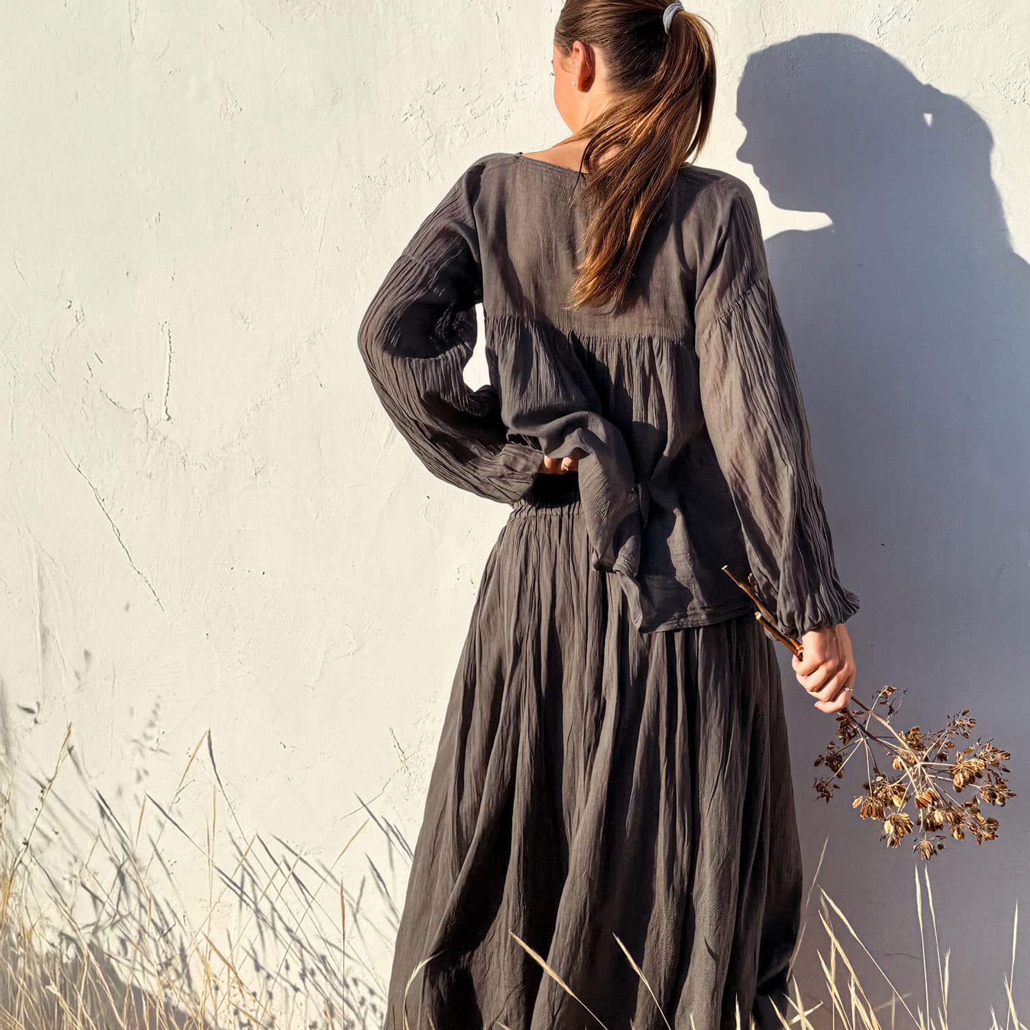 Cassandra Skirt - Women - CV Cotton Voile - S045 Stone Grey - n°74 E - Shop - 7400000137427