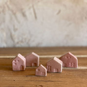 Ceramic Village 5 Tiny Houses - S007 Dusty Pink