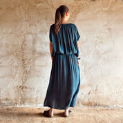 Chloe Dress - Women  - CS Cotton Silk - S055 Aegean Blue