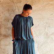 Chloe Dress - Women  - CS Cotton Silk - S055 Aegean Blue
