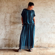 Chloe Dress - Women  - CS Cotton Silk - S055 Aegean Blue