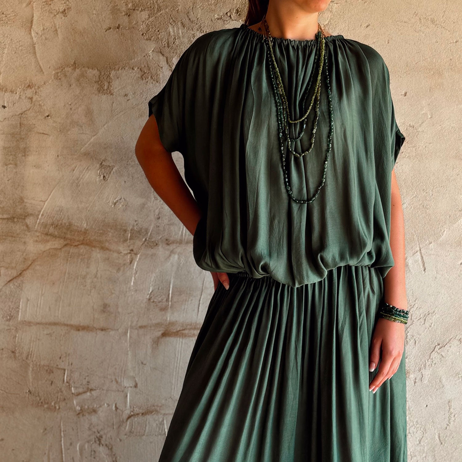 Chloe Dress - Women  - CS Cotton Silk - S061 Jade Green