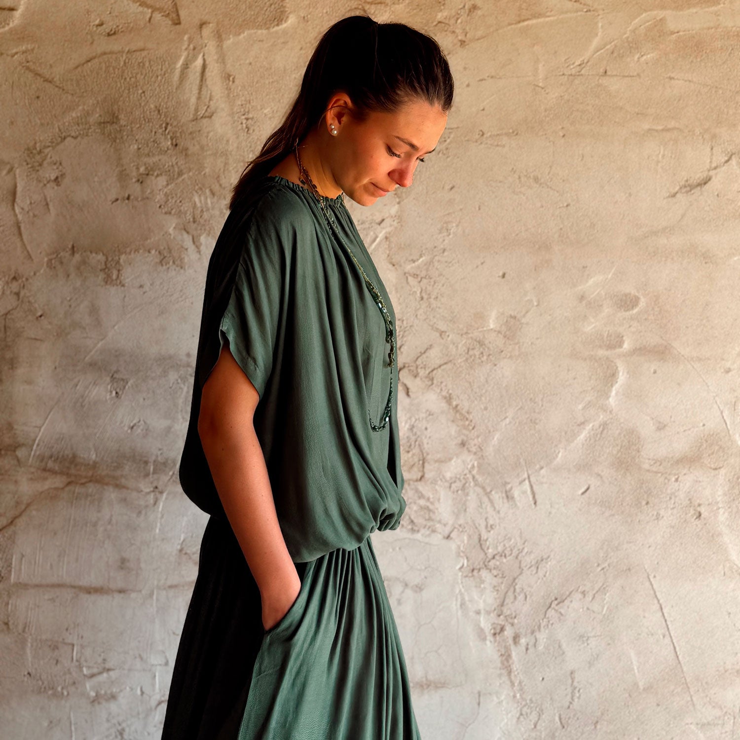 Chloe Dress - Women  - CS Cotton Silk - S061 Jade Green