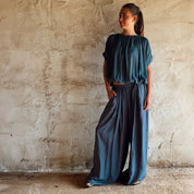 Chloe Pants - Women  - CS Cotton Silk - S055 Aegean Blue