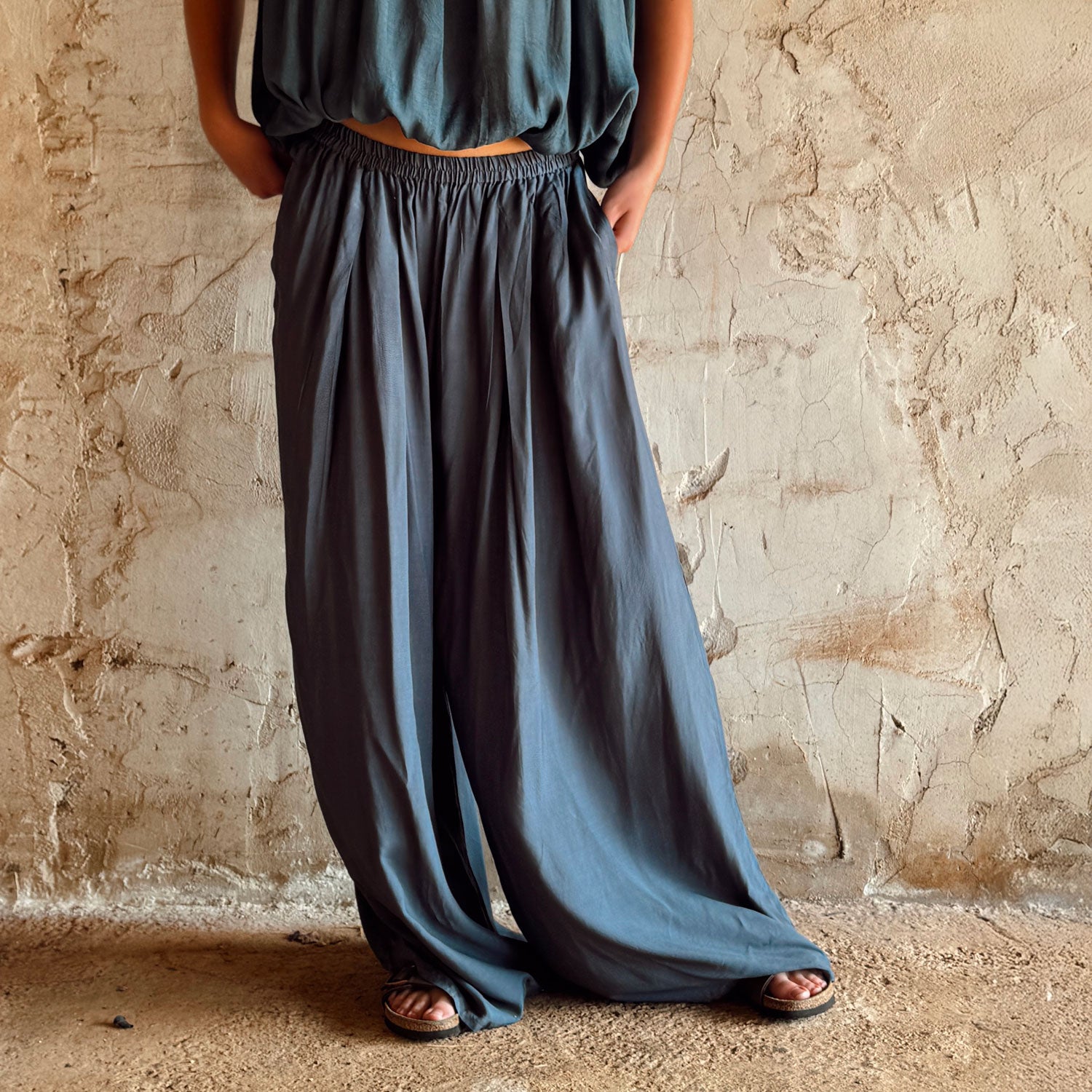 Chloe Pants - Women  - CS Cotton Silk - S055 Aegean Blue