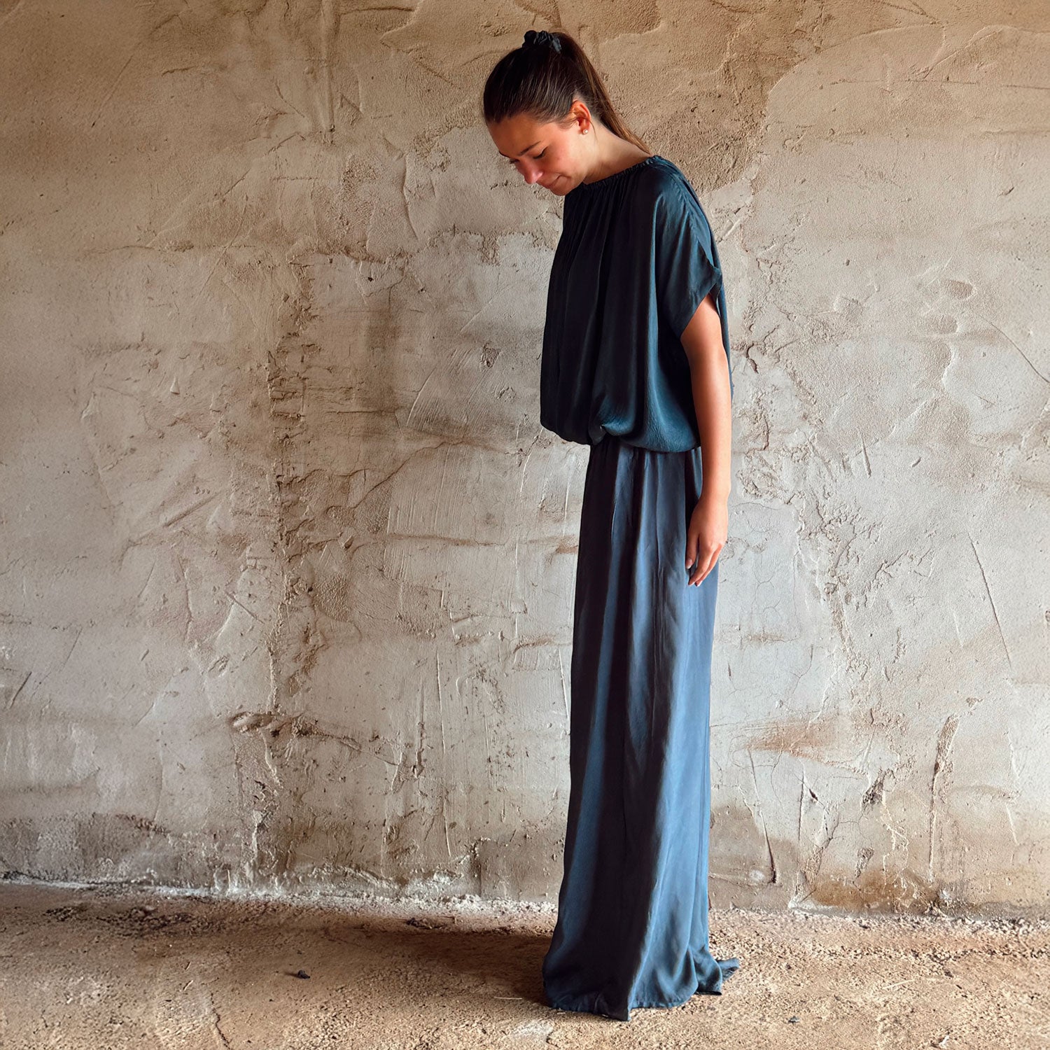 Chloe Pants - Women  - CS Cotton Silk - S055 Aegean Blue