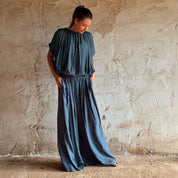 Chloe Pants - Women  - CS Cotton Silk - S055 Aegean Blue