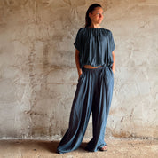 Chloe Pants - Women  - CS Cotton Silk - S055 Aegean Blue