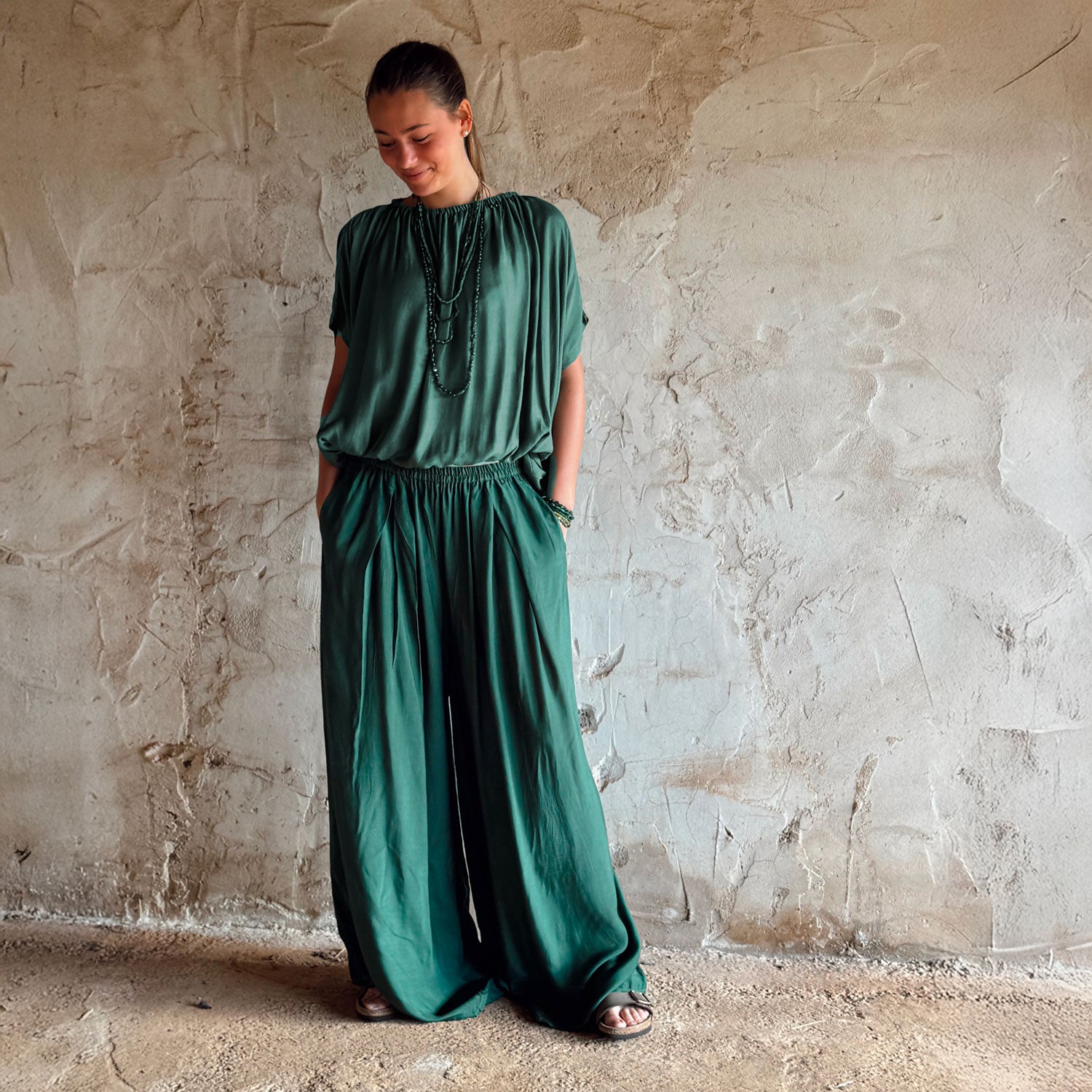 Chloe Pants - Women  - CS Cotton Silk - S061 Jade Green