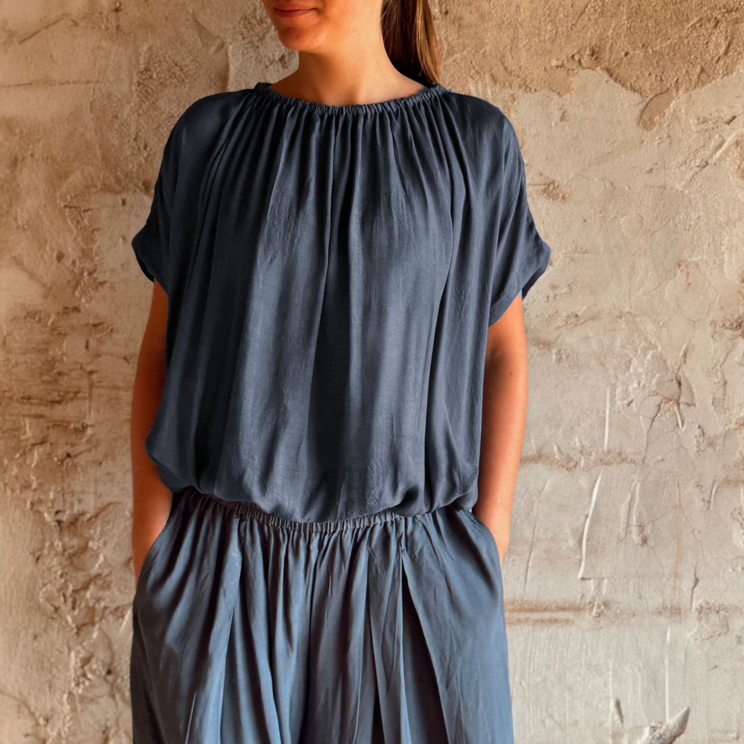 Chloe Top - Women  - CS Cotton Silk - S055 Aegean Blue