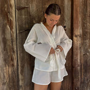 Dobby Kimono Vest - Women - CD Cotton Dobby - S000 Natural - n°74 E - Shop - 7400000137465