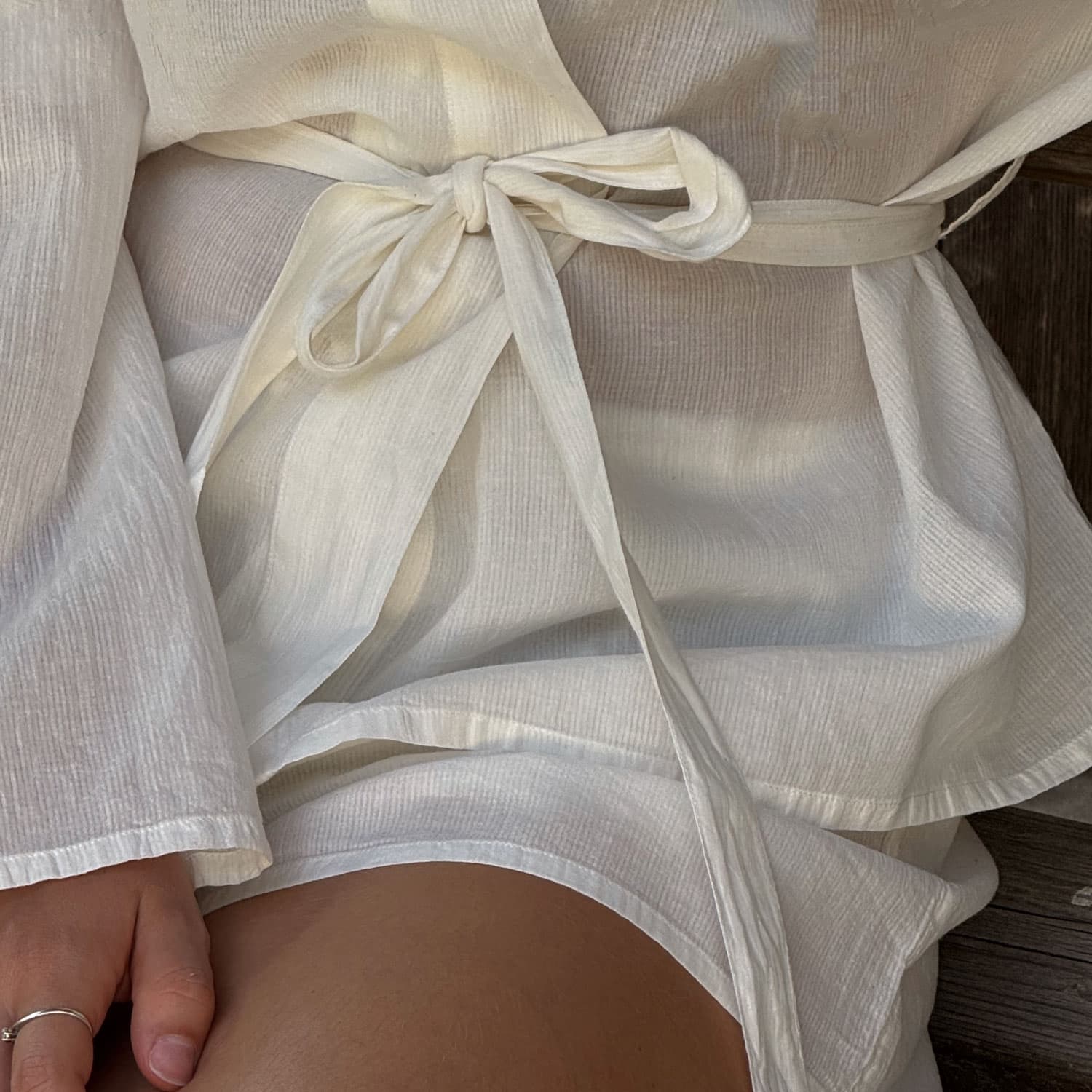 Dobby Kimono Vest - Women - CD Cotton Dobby - S000 Natural - n°74 E - Shop - 7400000137465