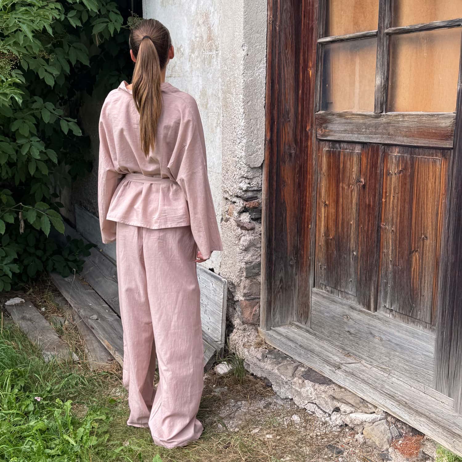 Dobby Kimono Vest - Women - CD Cotton Dobby - S007 Dusty Pink - n°74 E - Shop - 7400000137466