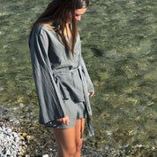 Dobby Kimono Vest - Women - CD Cotton Dobby - S032 Ice Blue - n°74 E - Shop - 7400000137467