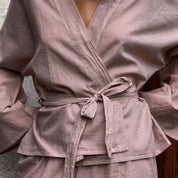 Dobby Kimono Vest - Women - CD Cotton Dobby - S007 Dusty Pink