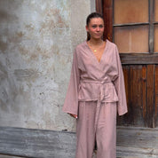 Dobby Kimono Vest - Women - CD Cotton Dobby - S007 Dusty Pink