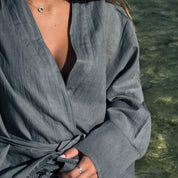 Dobby Kimono Vest - Women - CD Cotton Dobby - S032 Ice Blue