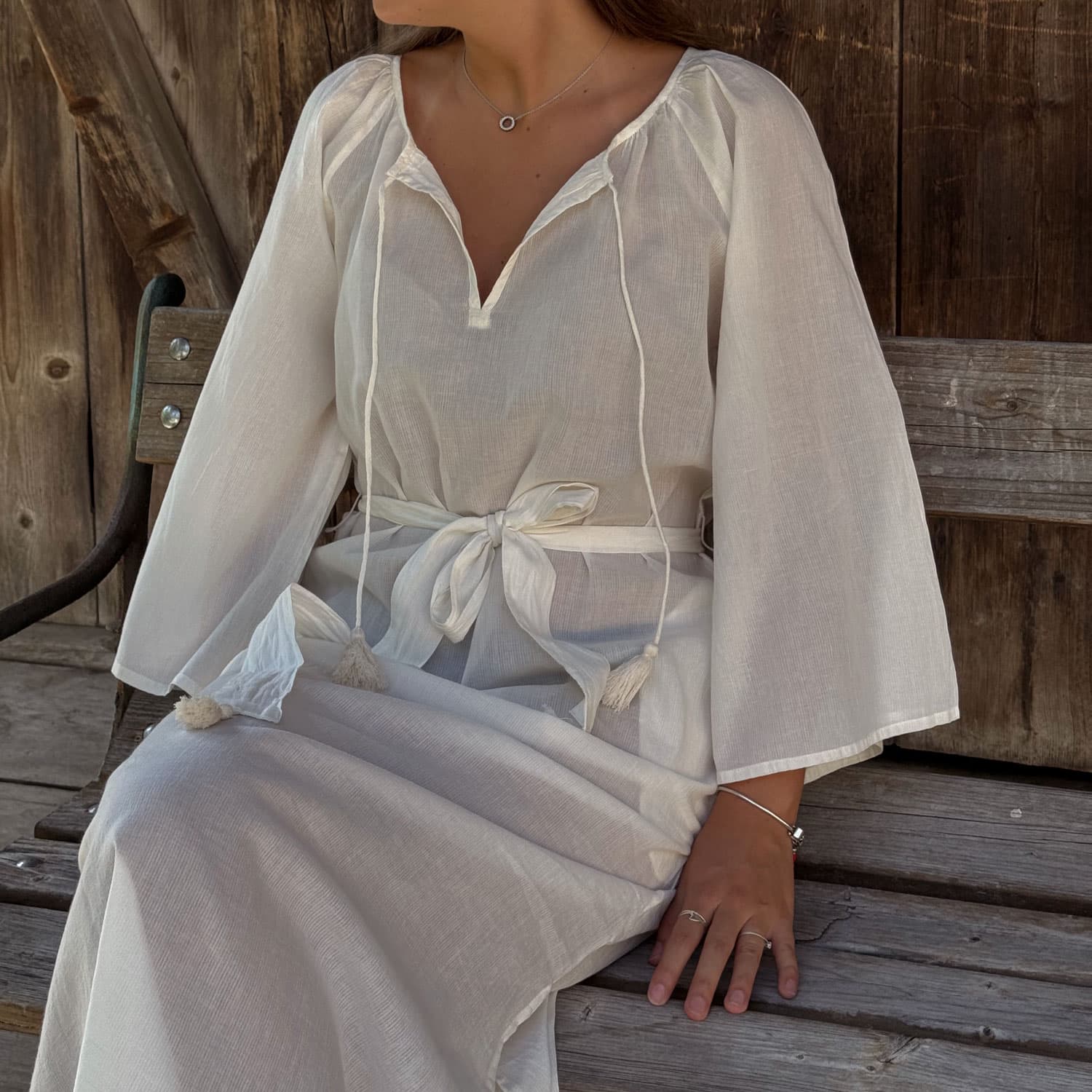 Dobby Midi Dress - Women - CD Cotton Dobby - S000 Natural - n°74 E - Shop - 7400000137471